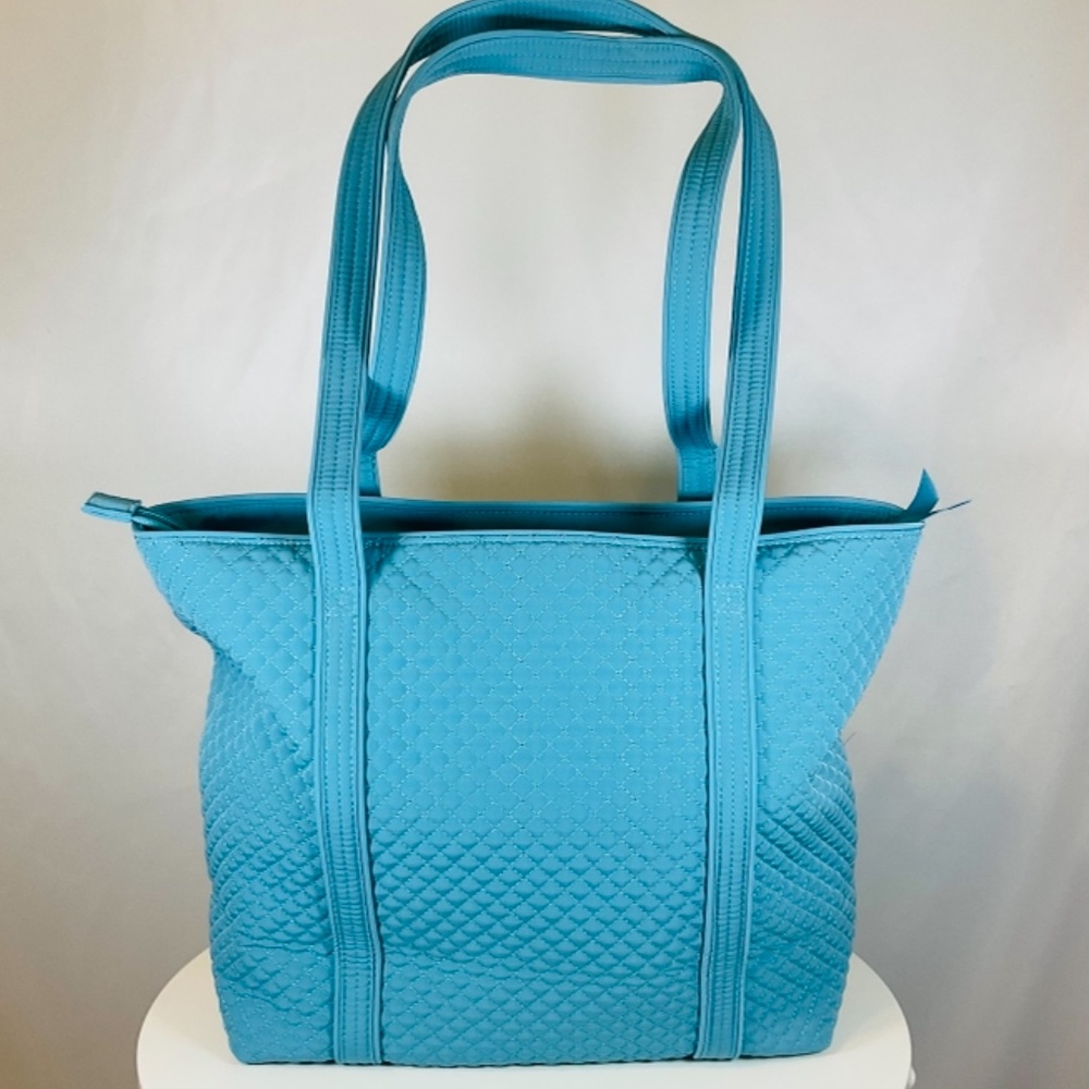 Vera Bradley Small Tote Bag Purse Spring Break Aqua Blue - Picture 3 of 7